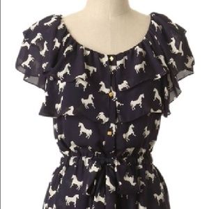 EUC Anthropologie Leifsdottir Navy Horse Dress